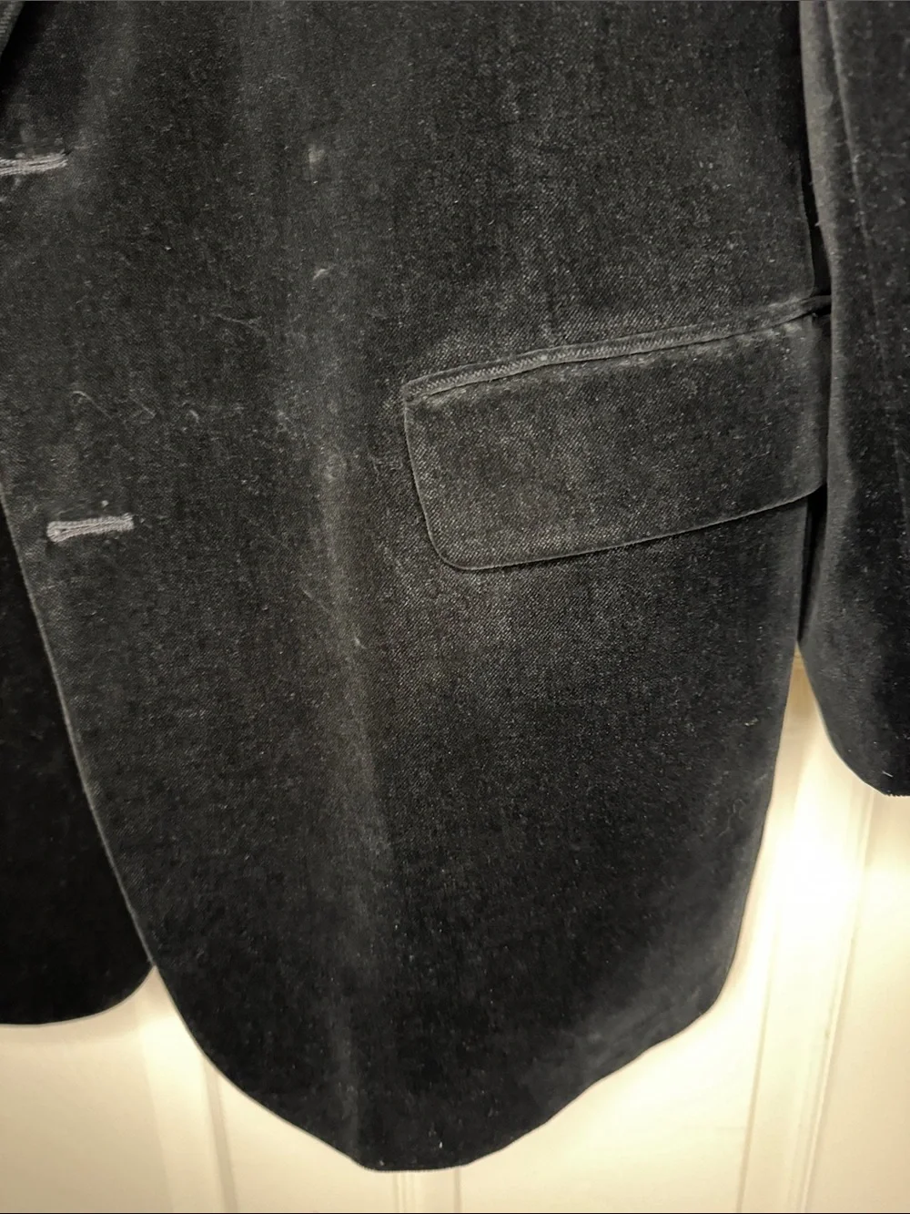 Men's Black Velvet Blazer with Gold-Lined Interior